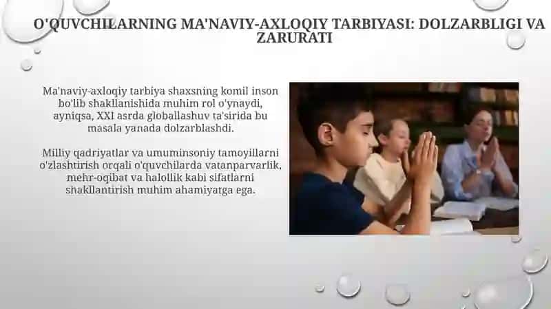 O'quvchilarnima'naviy-axloqiytarbiyalash 3