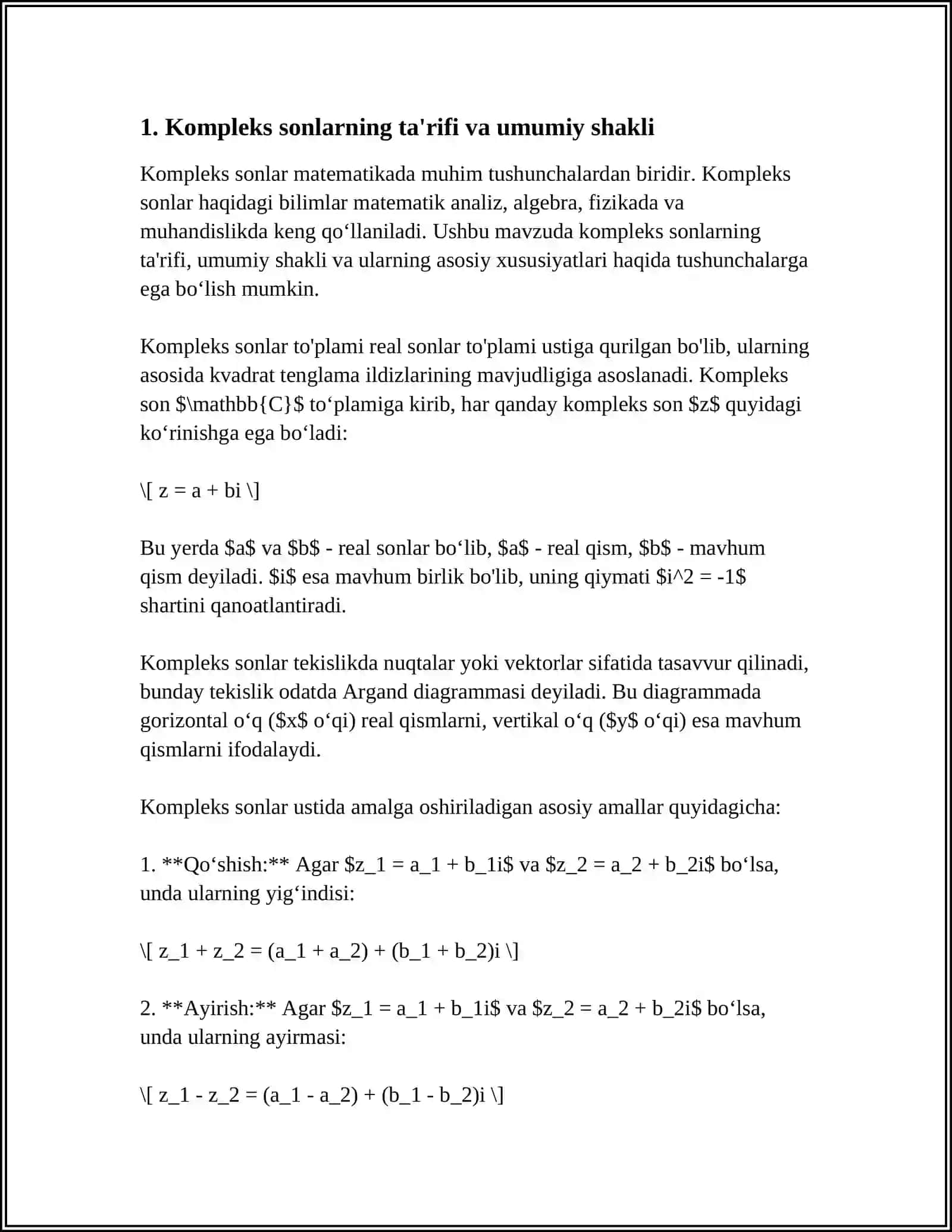KOMPLEKS SONLAR 3