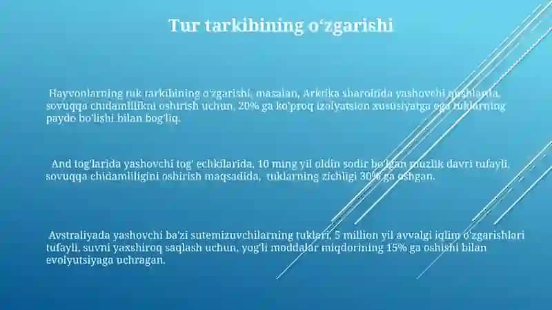Evolyutsion oʻzgarishlar Hayvonot dunyosidagi 3