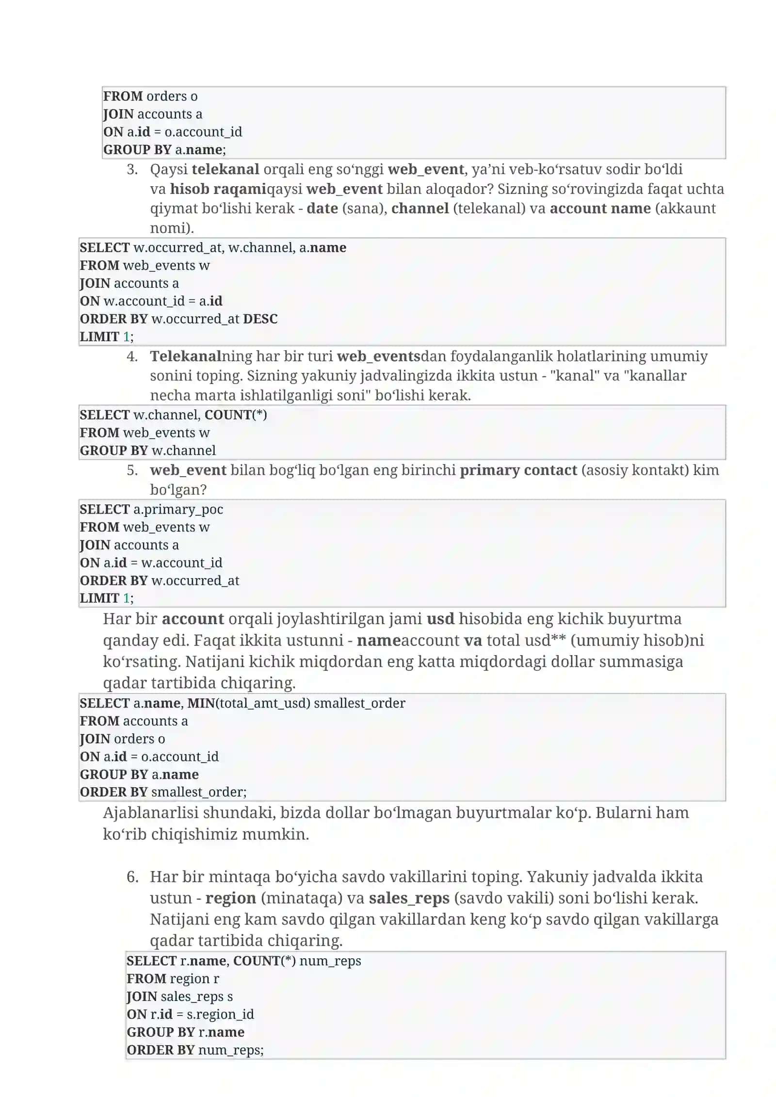 Aggregat funksiyalar 3