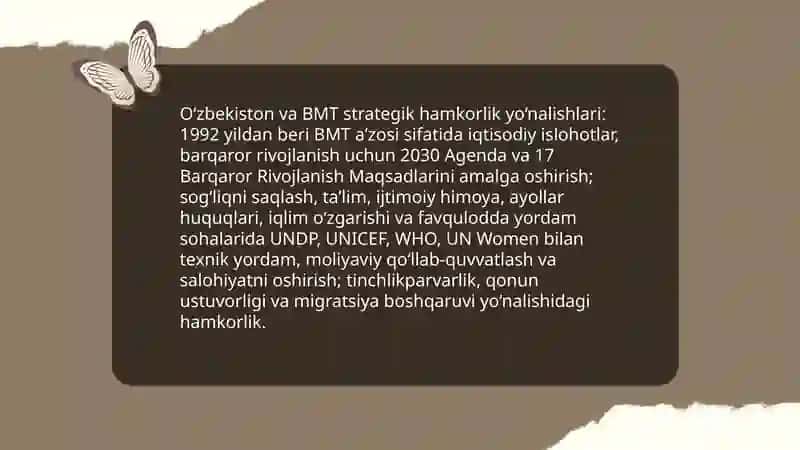 O‘zbekistonning xalqaro tashkilotlar bilan hamkorlik aloqalari 3