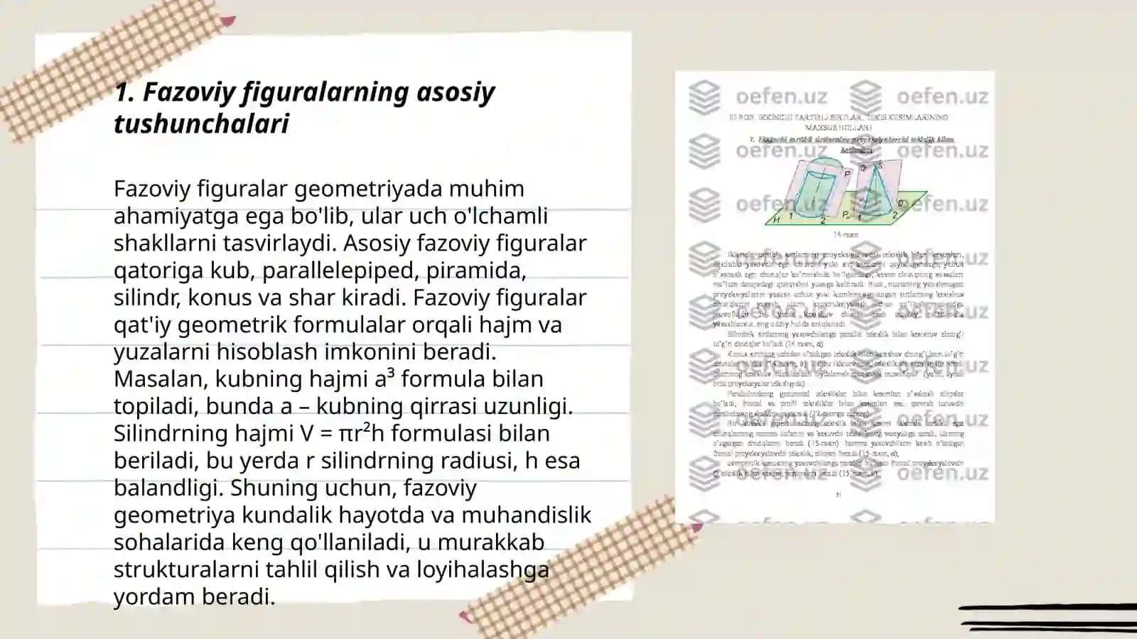 Fazoviy figuralarning tekislik bilan kesimlarini yasash 3