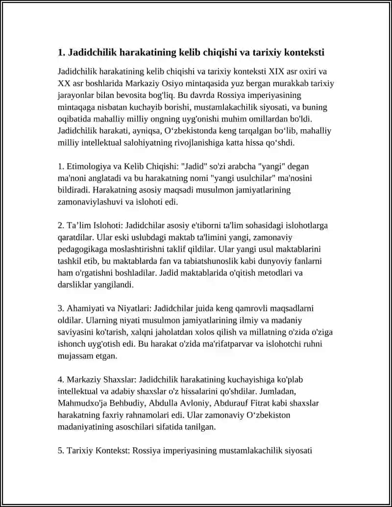 MARFATMARVARLIK XARAKATI. JADIDCHILIK 3