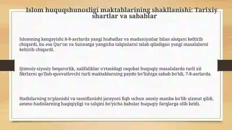 Islom fiqhiy maktablarining shakllanishi 3