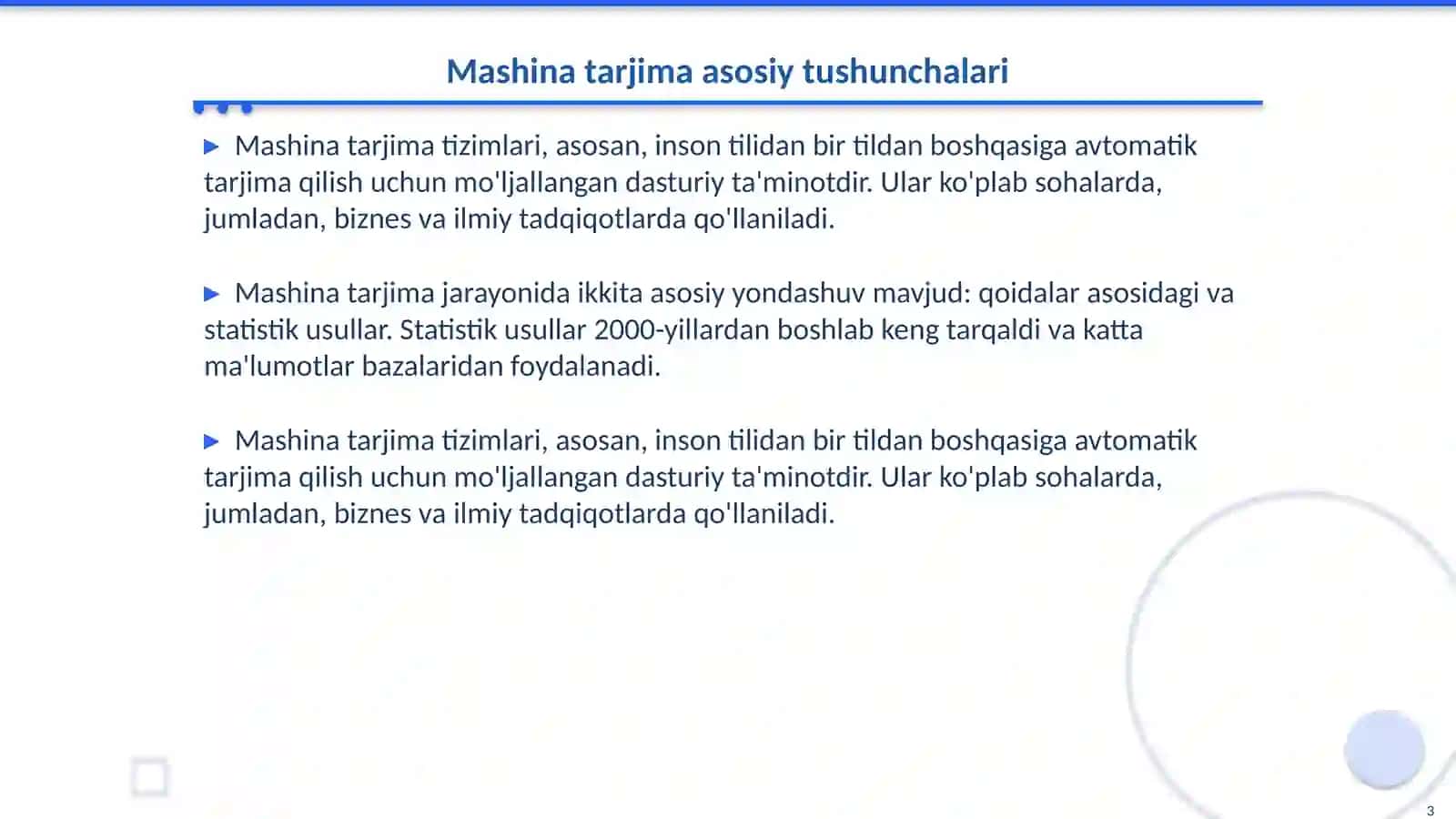 Mashina tarjima tizimlarining lingvistik maʼlumotlar bazasining dasturiy qismlari 3