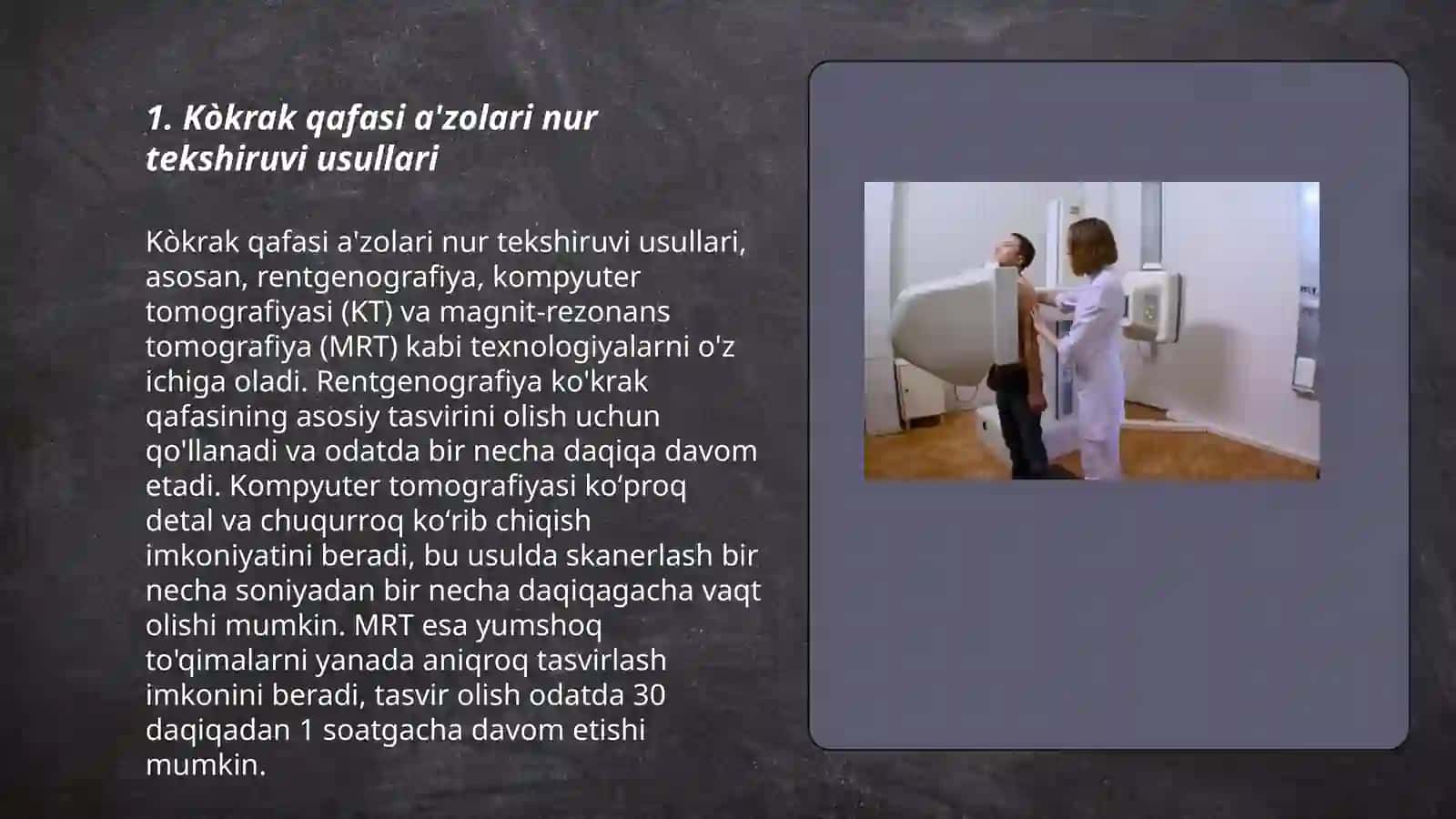 Kòkrak qafasi a'zolari nur tekshiruvi usullari 3