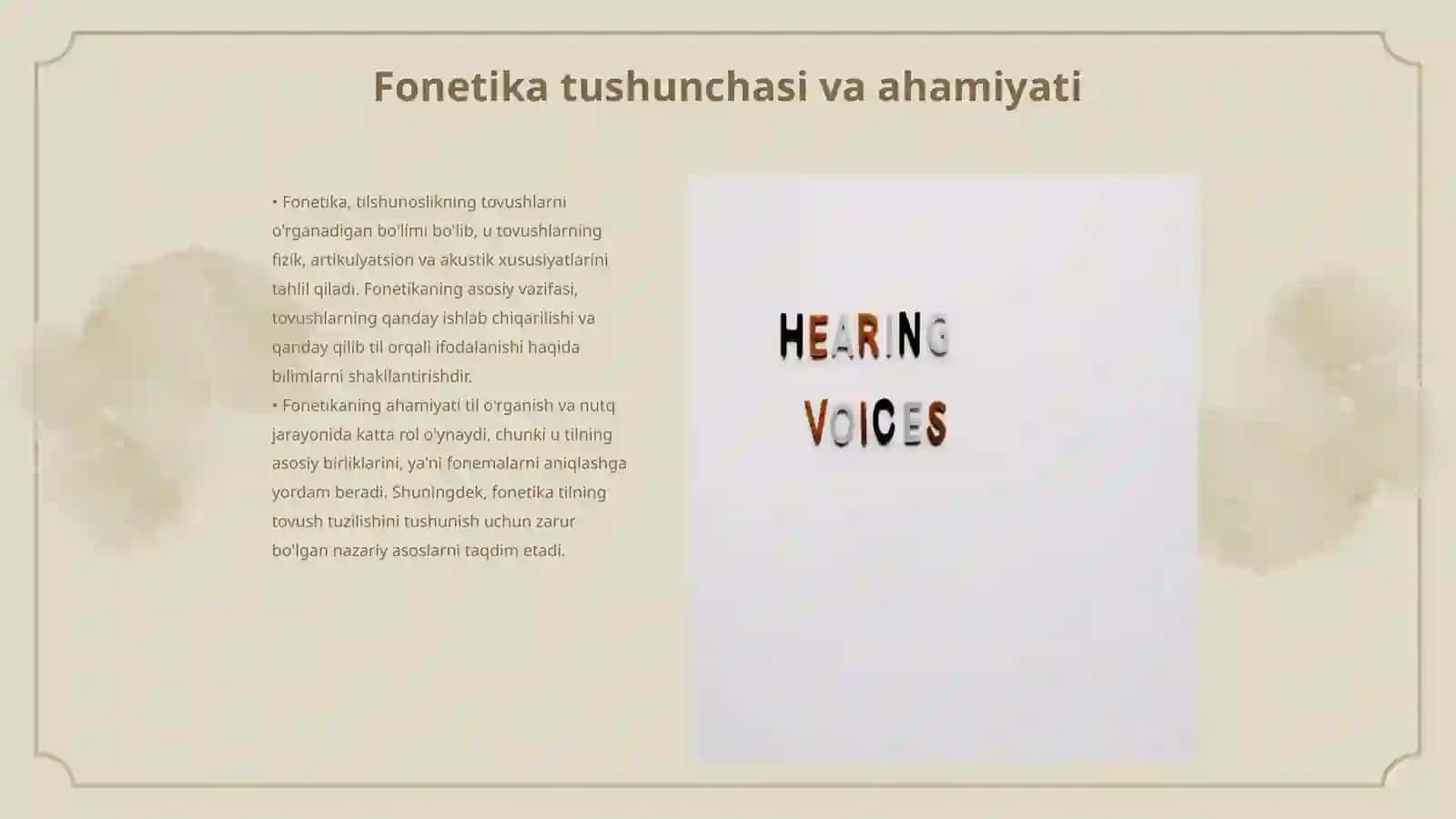 Fonetika: tovushlarning tasnifi 3