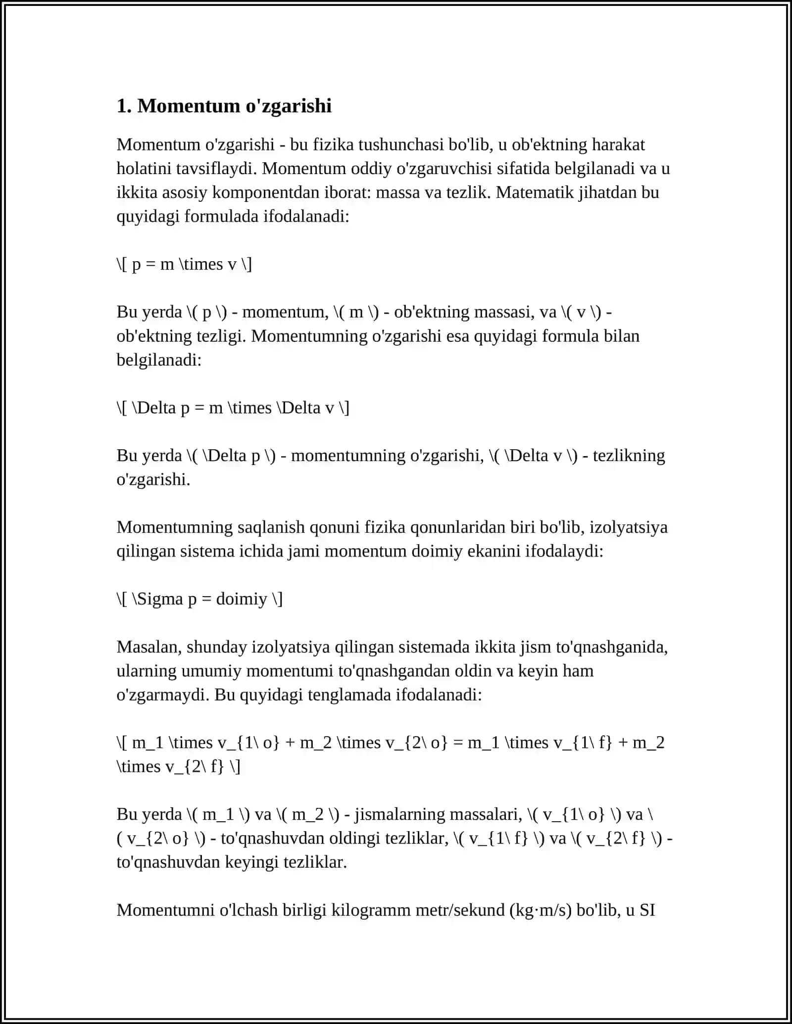 OʻZGARUVCHAN MASSALI JISMNING HARAKATI 3