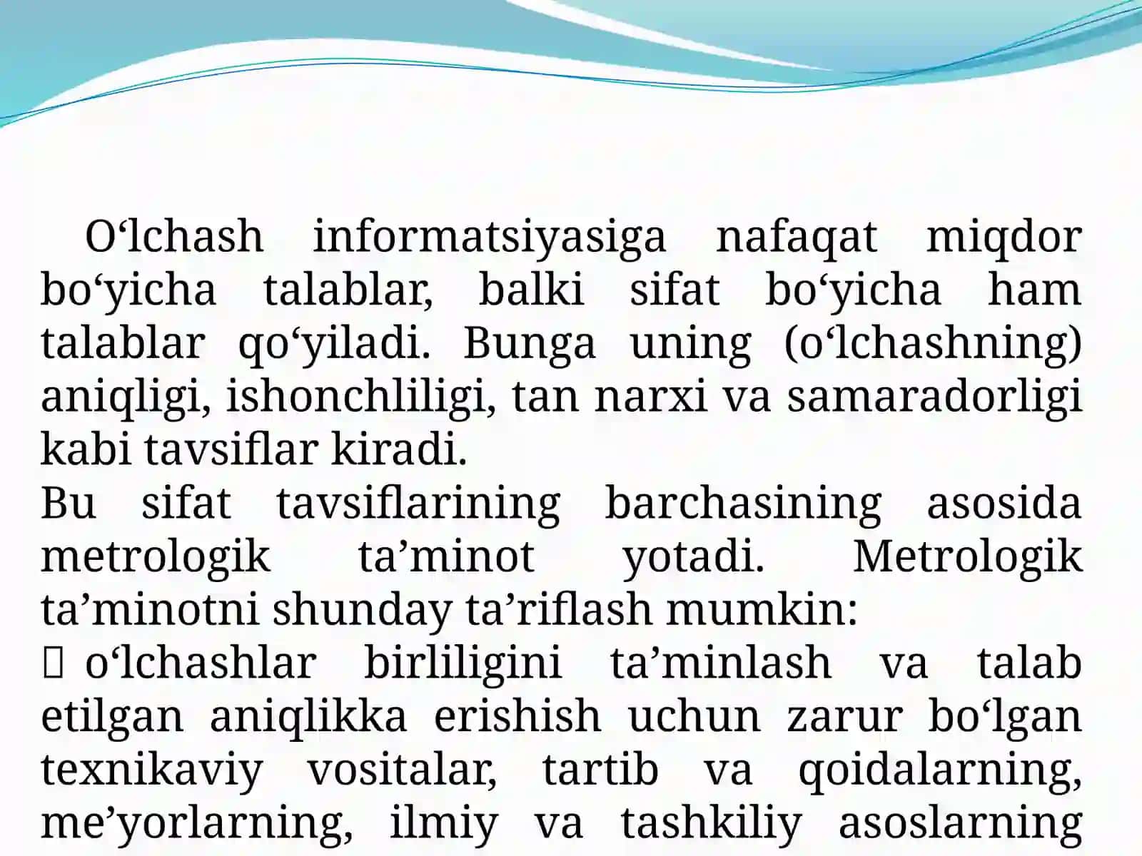 METROLOGIK TA’MINOT VA METROLOGIK XIZMAT 3