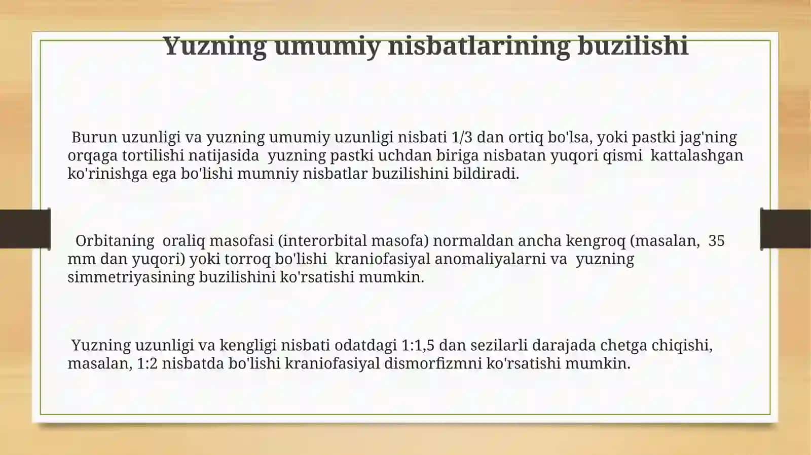 Detallar yuzlarini shakldan,joylashishdan ogʻishlari 3