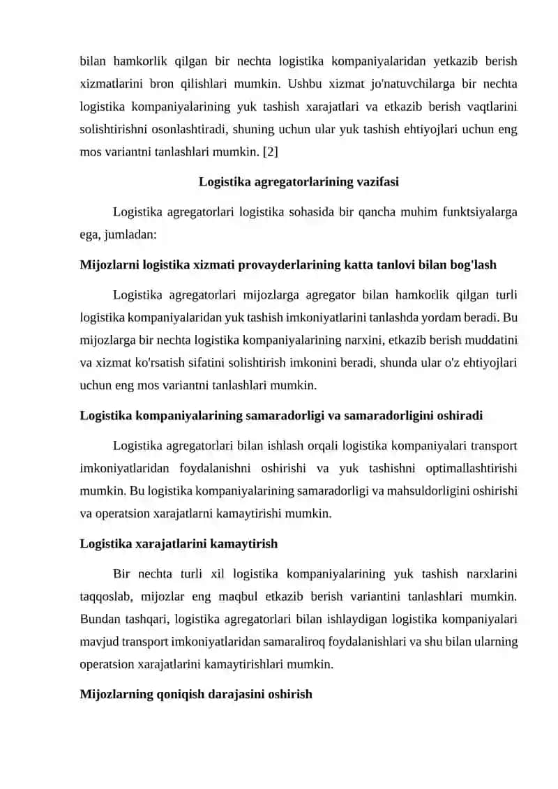 Andijon viloyati Jalaquduq tumanida logistikani rivojlantirish va yuk avtomobillarini onlayn agregator dasturidan foydalanib ishlatishni tashkil etish. 3