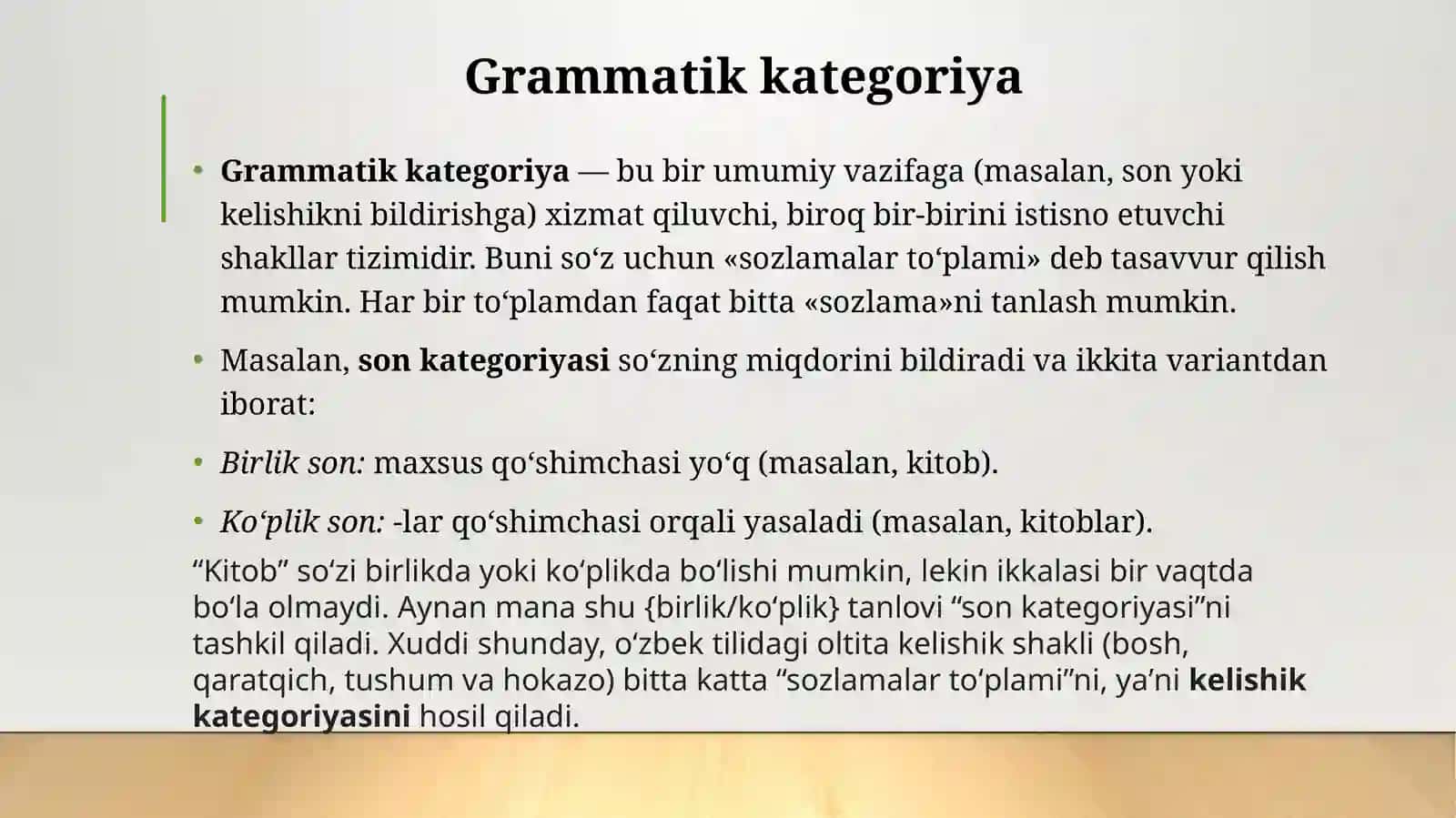 MUSTAQIL SO'ZLARNING GRAMMATIK KATEGORIYASI 3