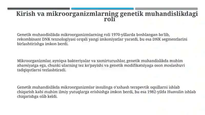 Mikroorganizmlarni gen muhandisligida qoʻllanishi 3