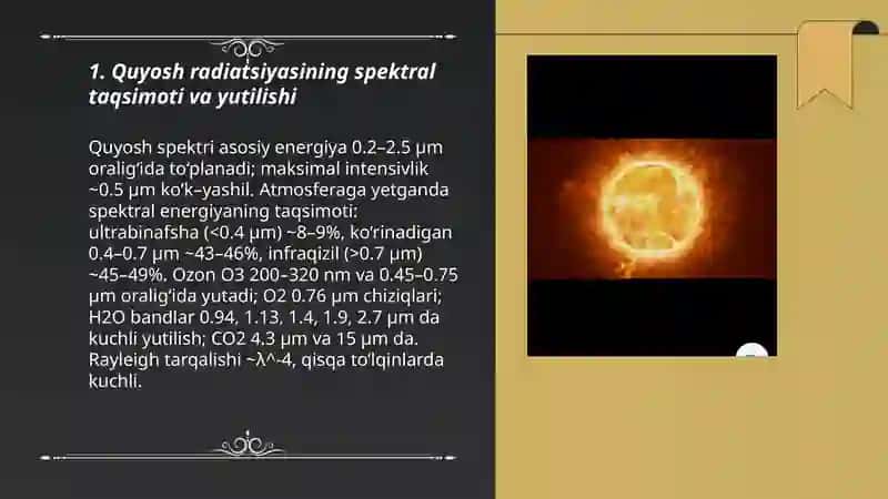 Quyosh radiatsiyasining qaytarilishi va yutilishi 3