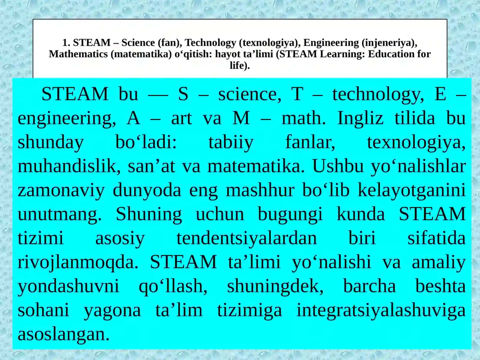 SТЕАМ ta’limi(SТЕАМ education) Iqtidorli o‘quvchilarni o‘qitish 3