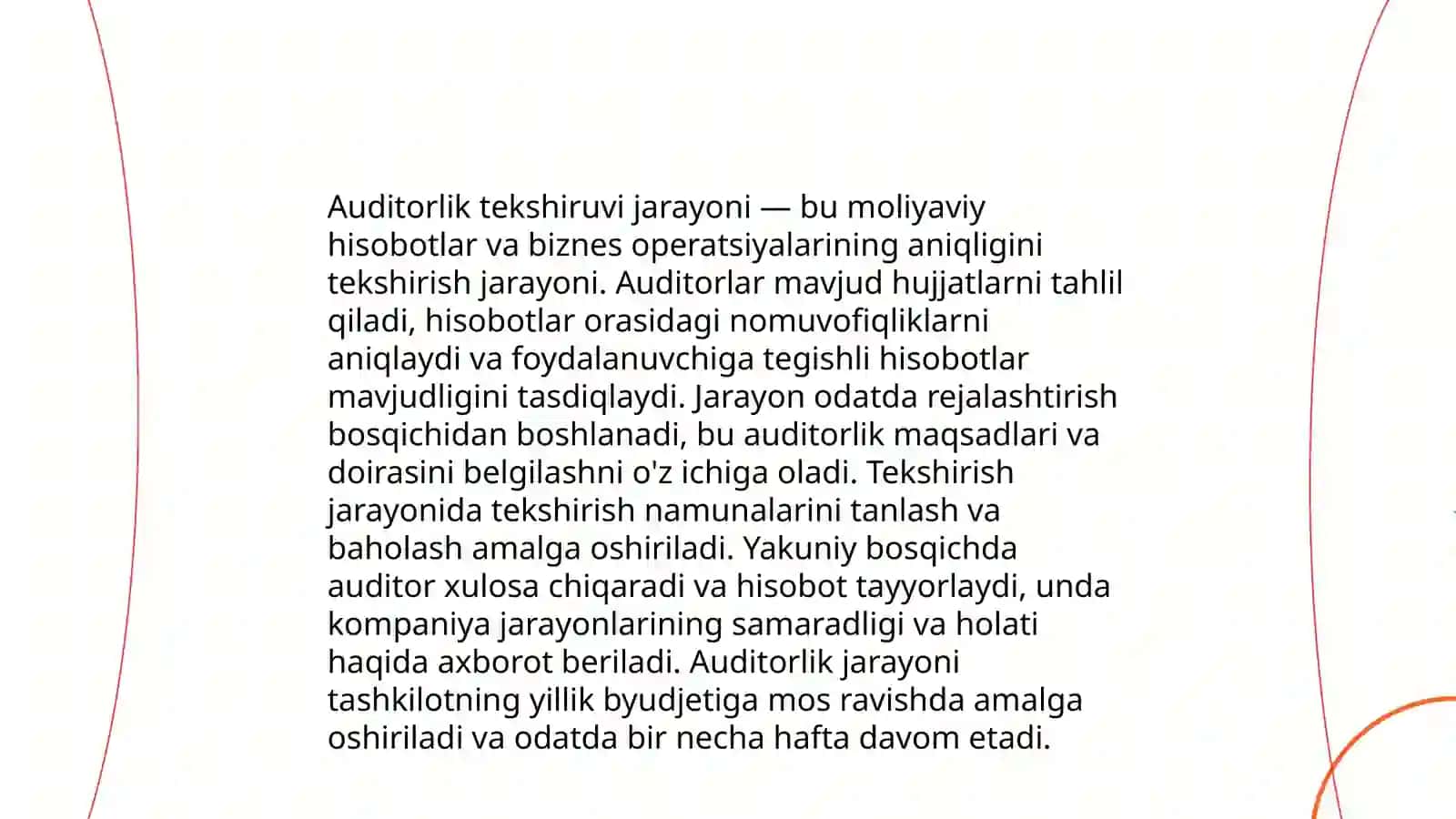 Auditorlik tekshiruvi risklarini baholash,tekshiruv natijalarini tahlil qilish va hisobot tayyorlash tartibi 3