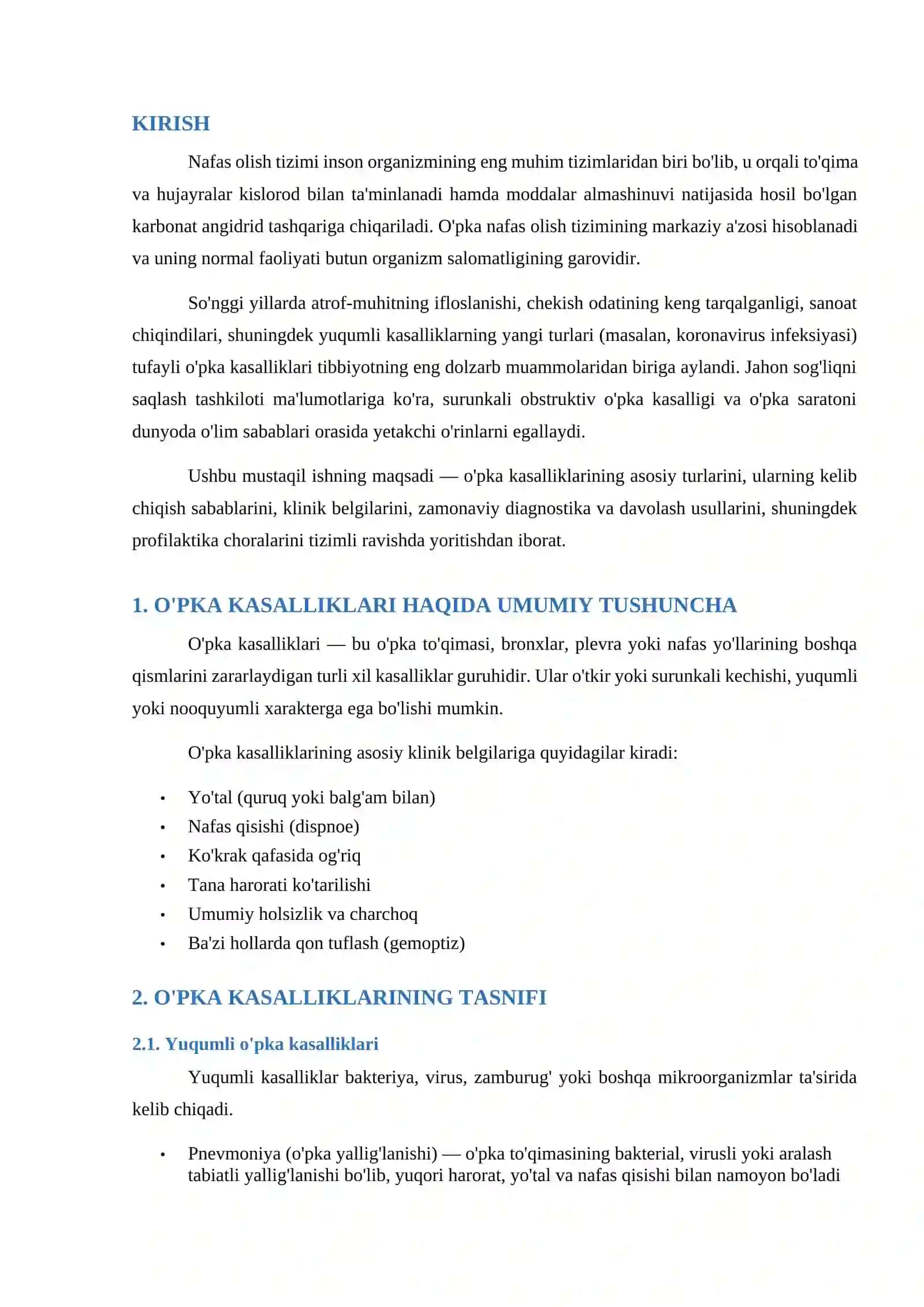 o'pka kasalliklari bo'yicha mustaqil ish 3