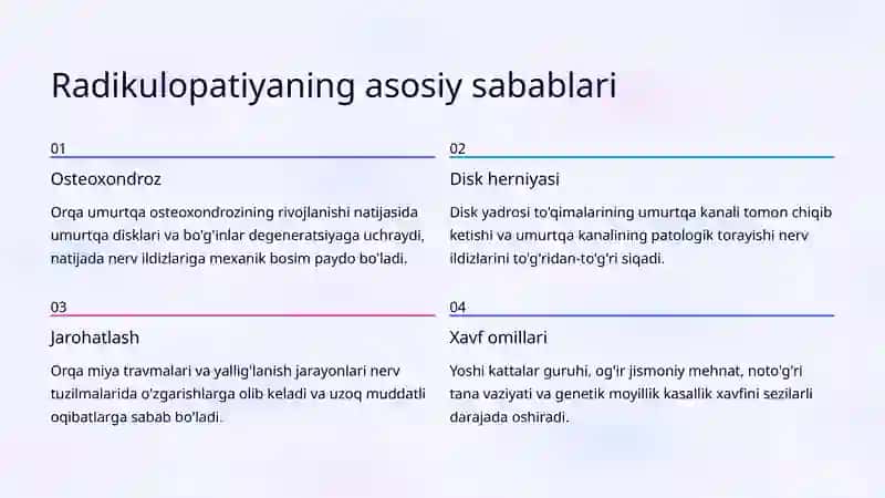 Radikulopatiyalar: Sabablar, Belgilar va Zamonaviy Davolash 3