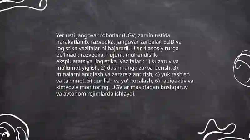 Yer usti jangovar robotlar (UGV) 3