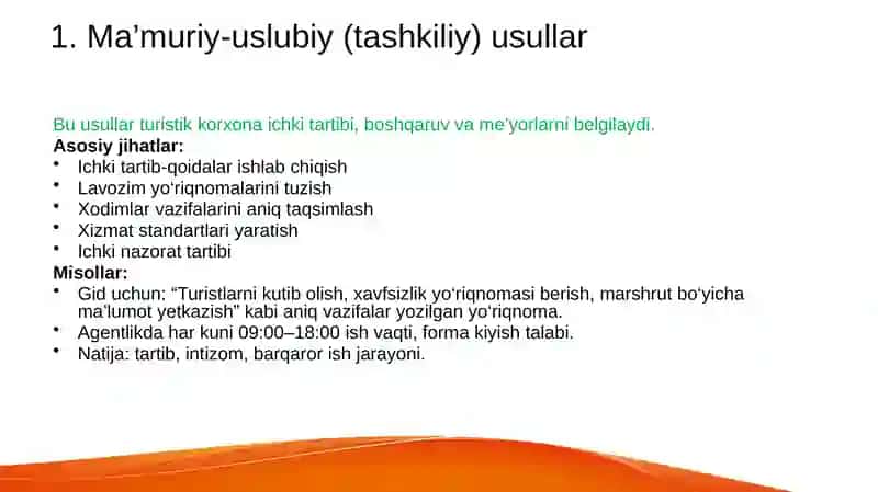 TURIZMDA ISH YURITISH USULLARI 3