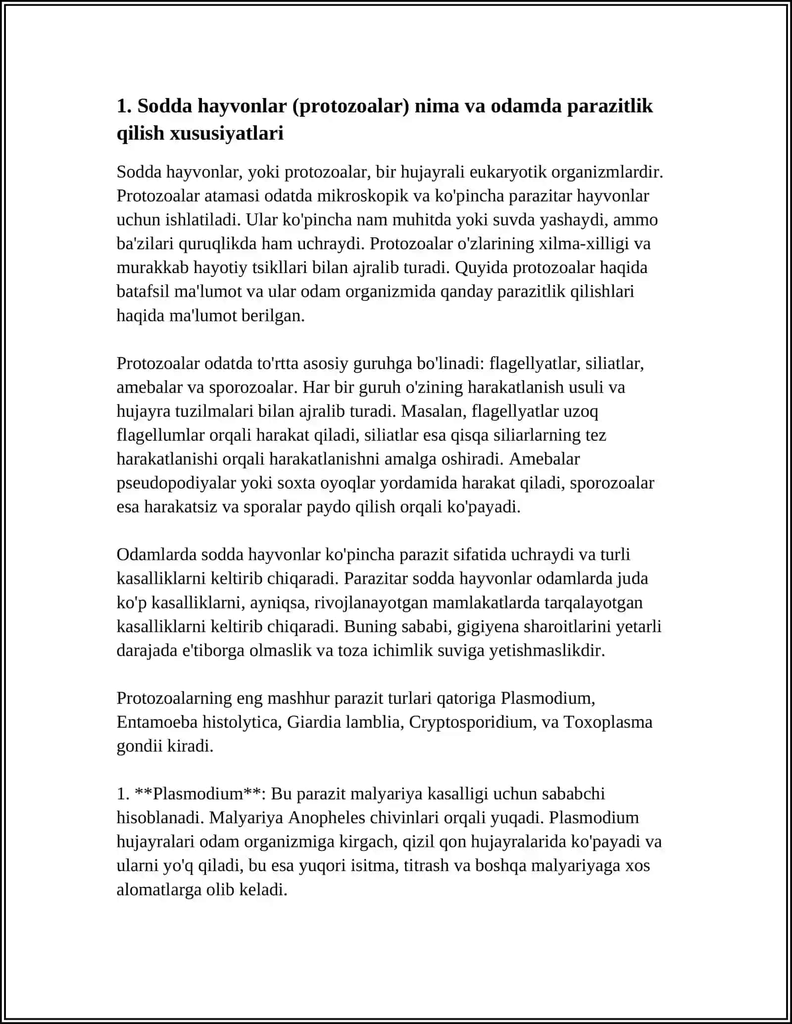 ODAMDA PARAZITLIK QILUVCHI SODDA HAYVONLAR 3