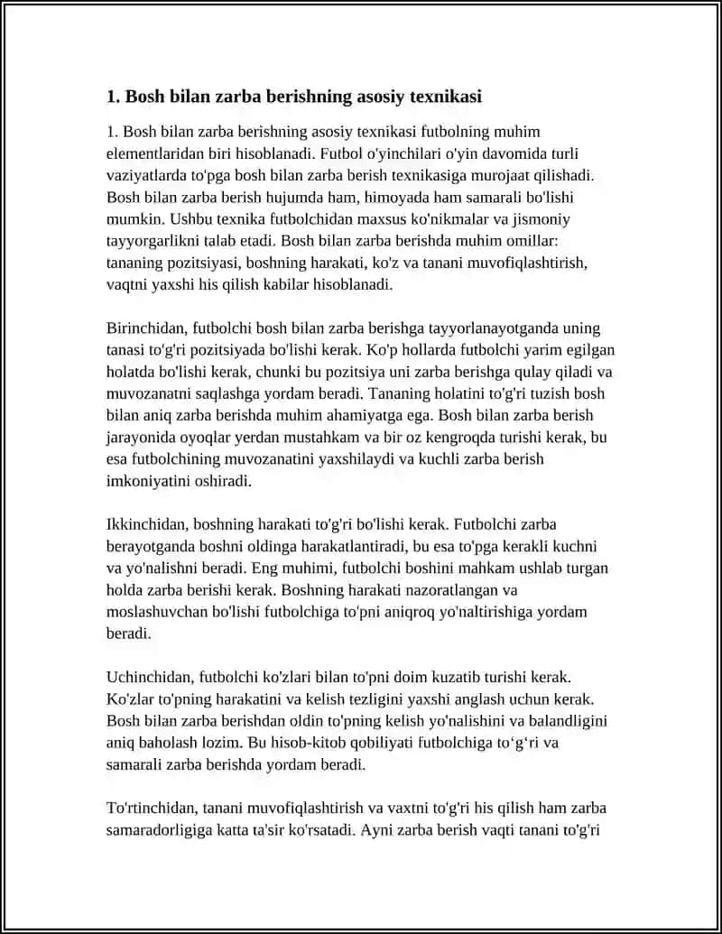 TO'PGA BOSH BILAN ZARBA BERISH TEXNIKASI 3