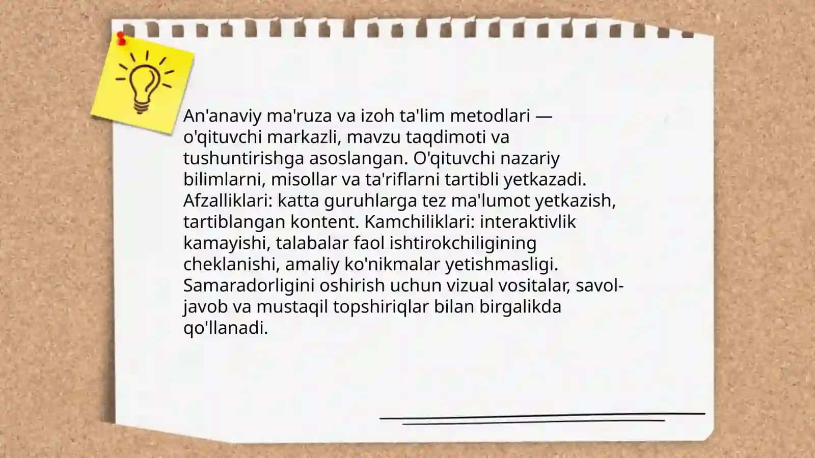 An'anaviy (ma'ruza va izoh) ta'lim metodlari 3