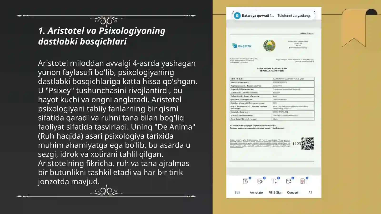 Aristotel va Psixologiyaning dastlabki bosqichlari 3