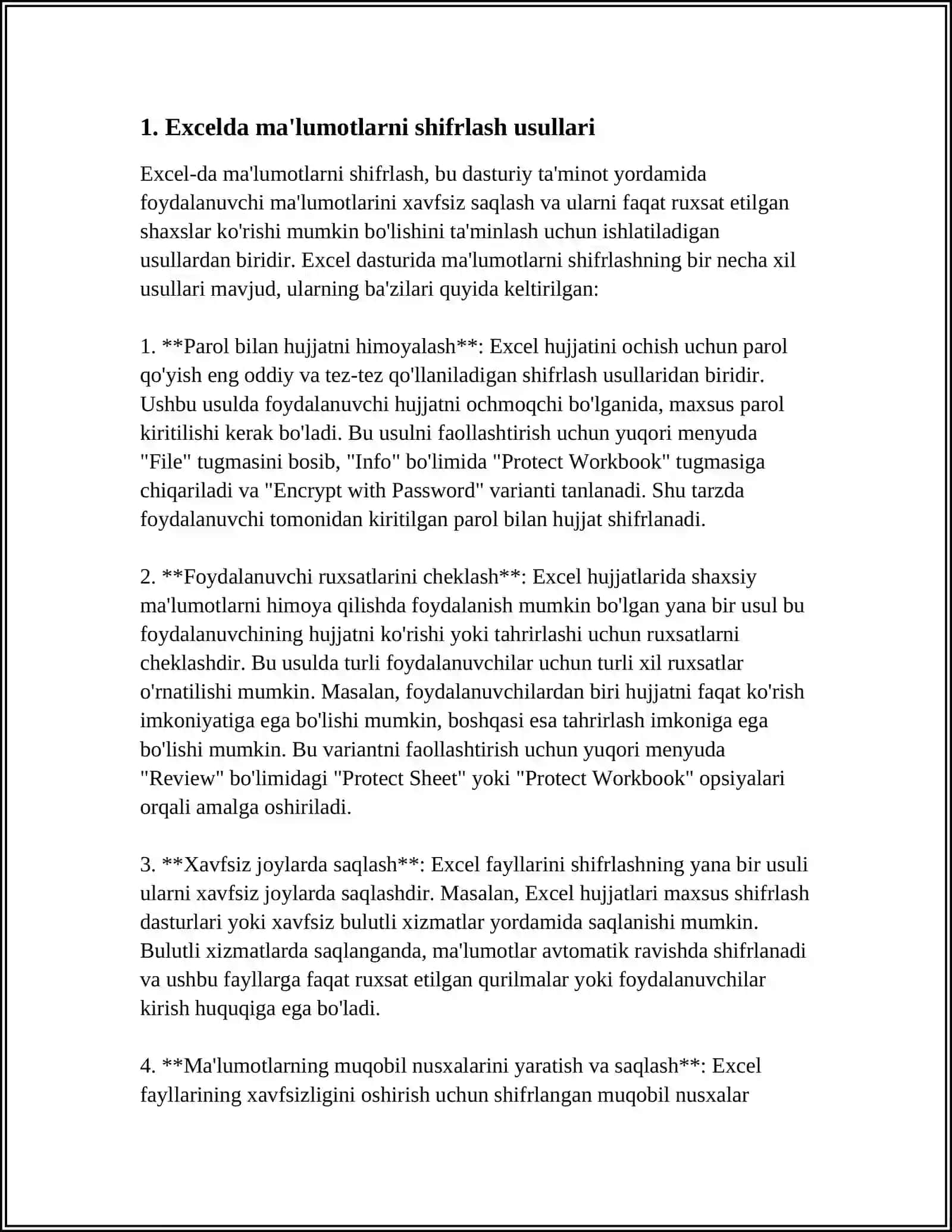 EXCEL’DA KRIPTOGRAFIYA VA MA’LUMOTLARNI SHIFRLASH 3