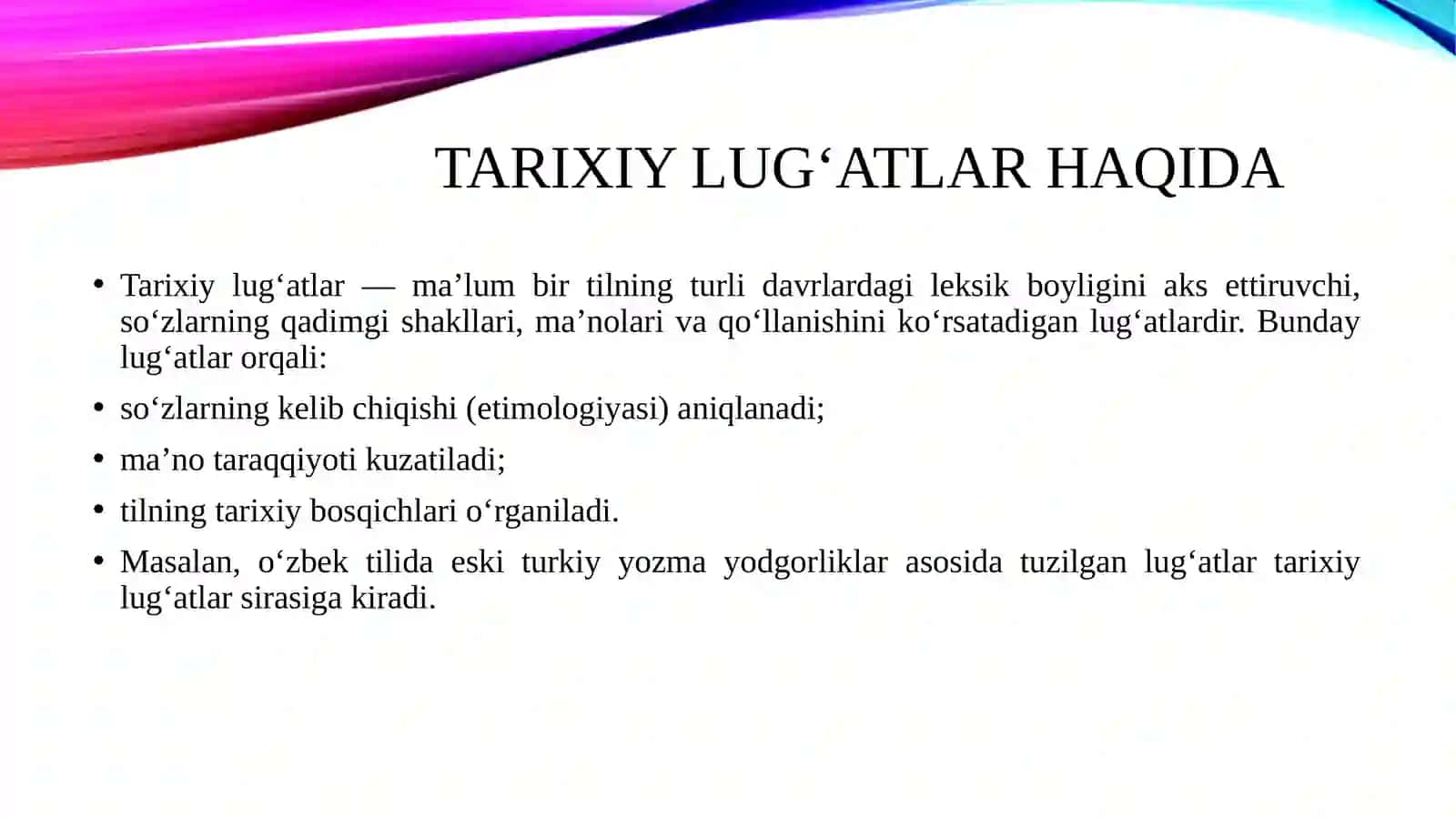 Tarixiy lug'atlar va lug‘atshunoslik masalalari 3
