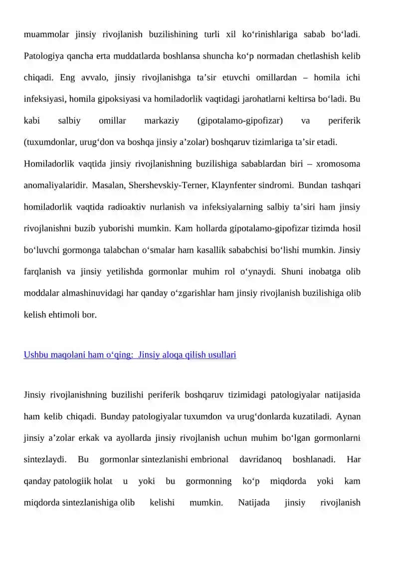 Jinsiy rivojlanishning buzilishi 3