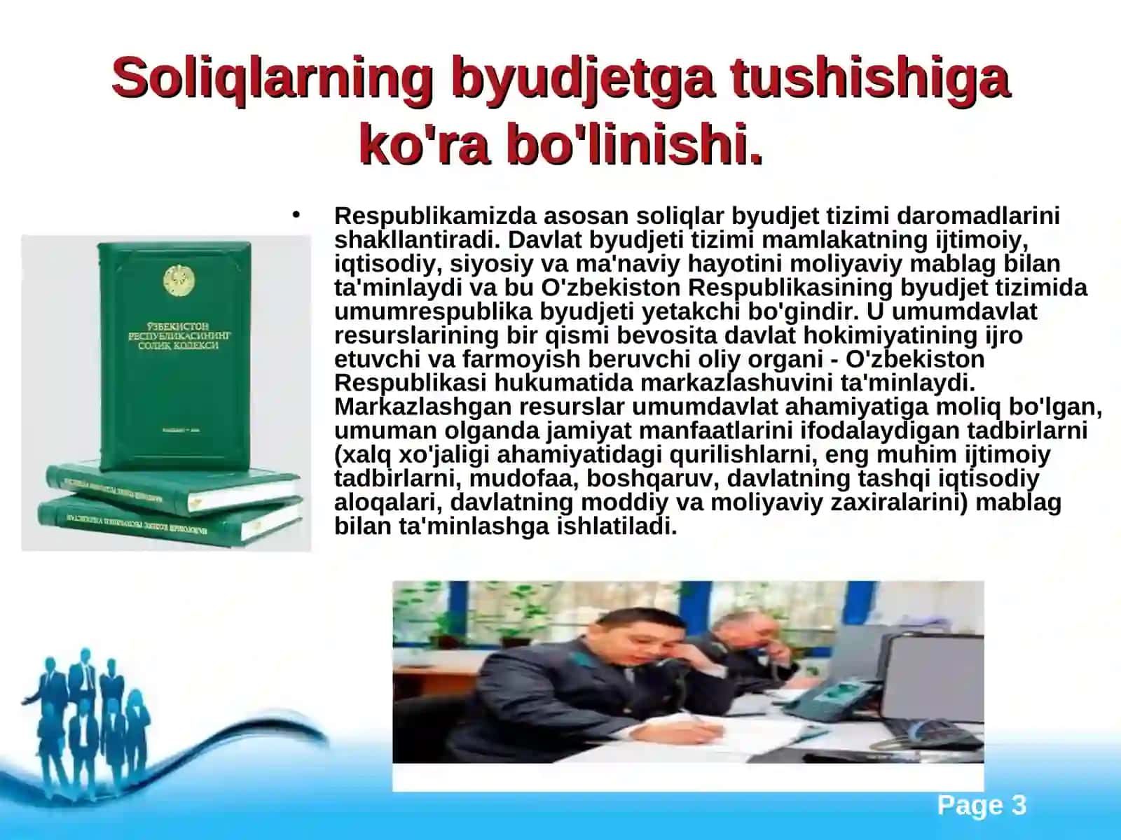 Soliqlarning davlat byudjeti daromadlaridagi o`rni 3