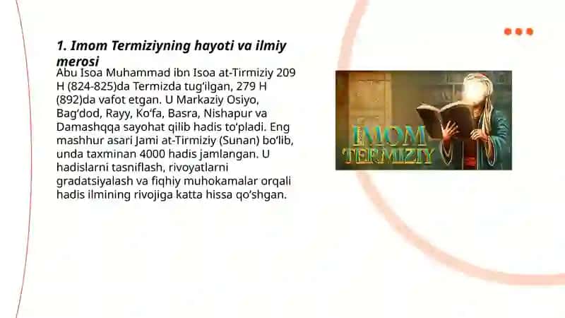 Imom Termiziyning Hadis ilmiga qoʻshgan hissasi 3