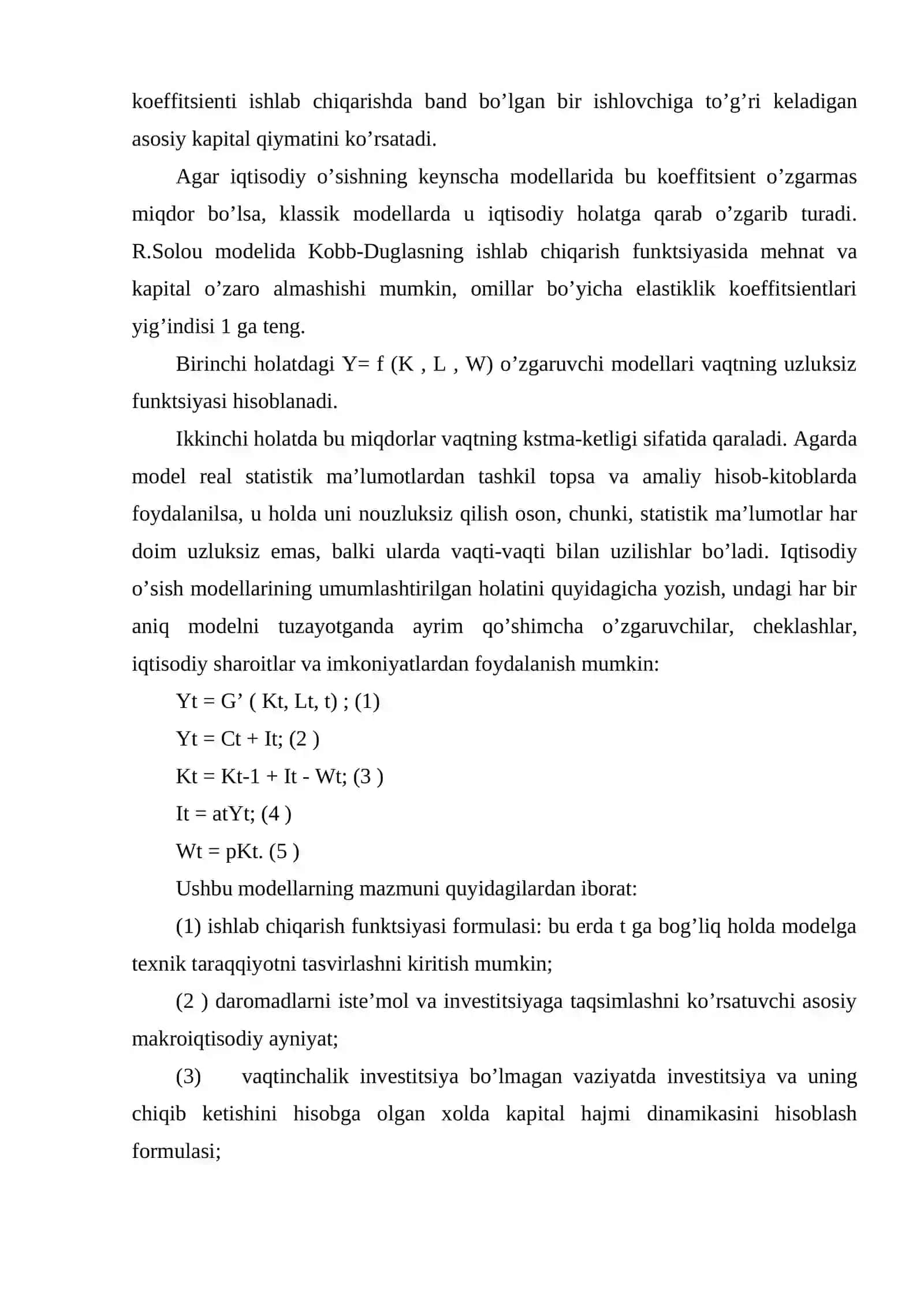 Neoklassik o’sish modellari 3