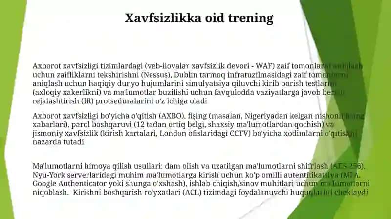 Axborot xavfsizligi va axborotlarni himoyalash usullari 3
