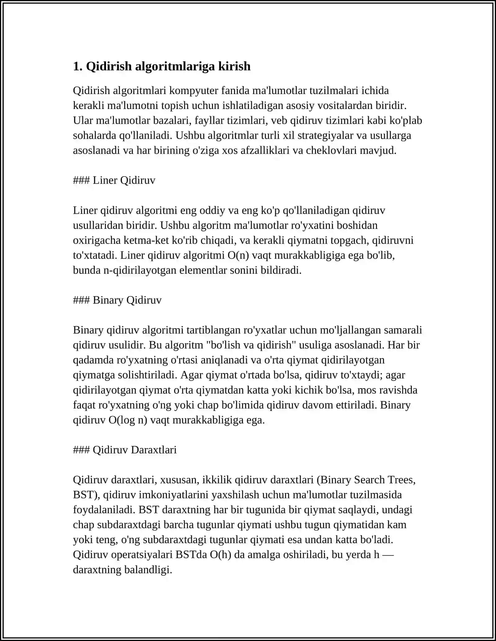 QIDIRISH ALGARITIMLAR QIYOSIY TAXLILI 3