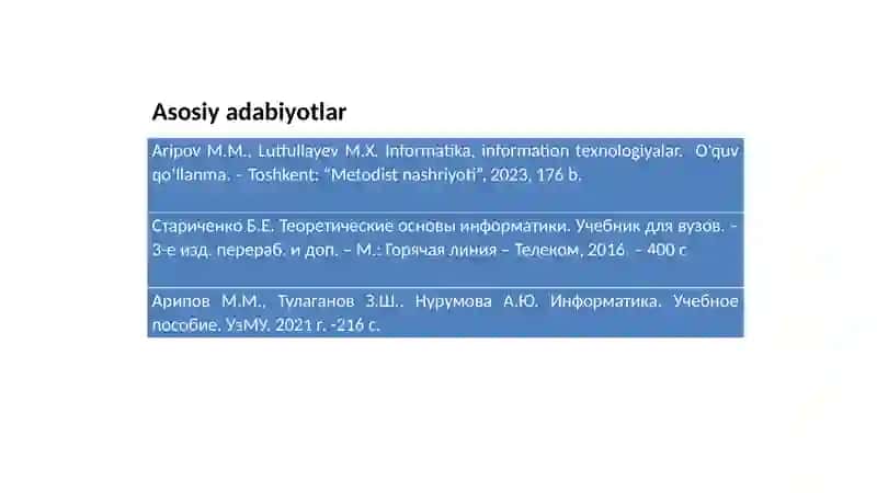 Informatikaning nazariy asoslariga kirish 3