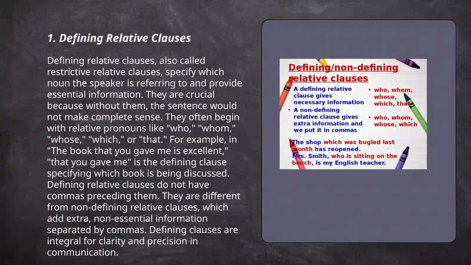 Defining and non-defining clauses 3