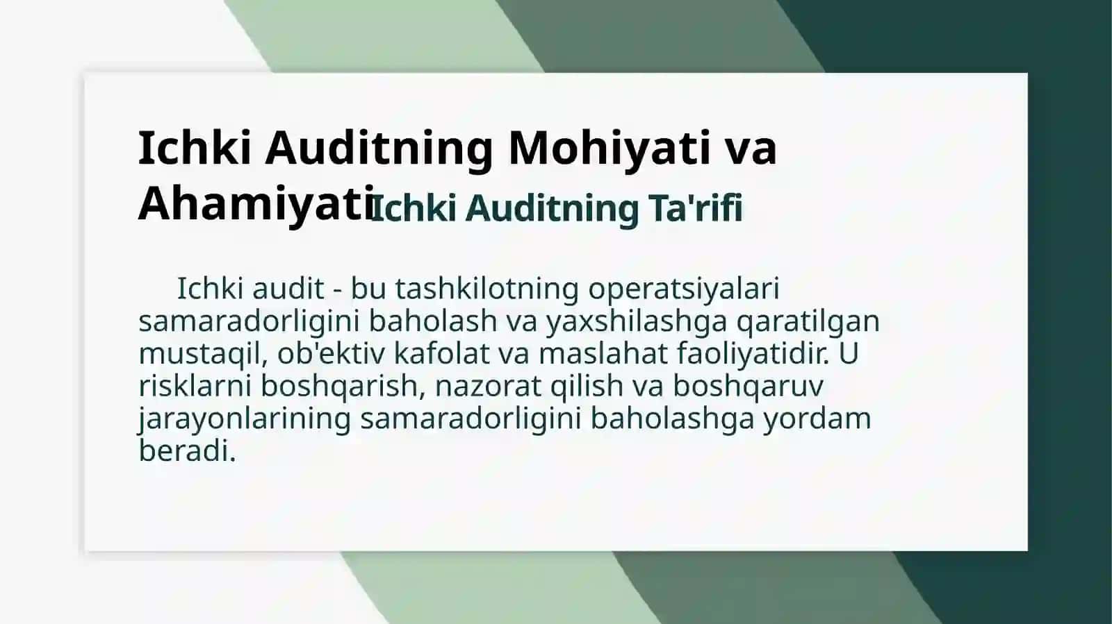 Ichki audit xizmatini tashkil etish 3