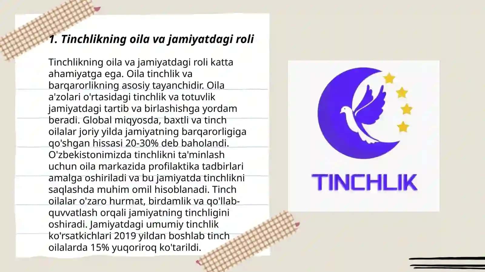 Tinchlik va xotirjam yashash baxti 3