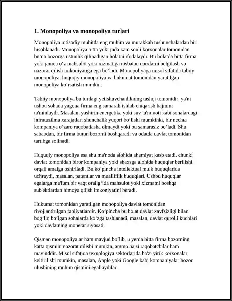 Monopoliya va Monopoliya Turlari 3
