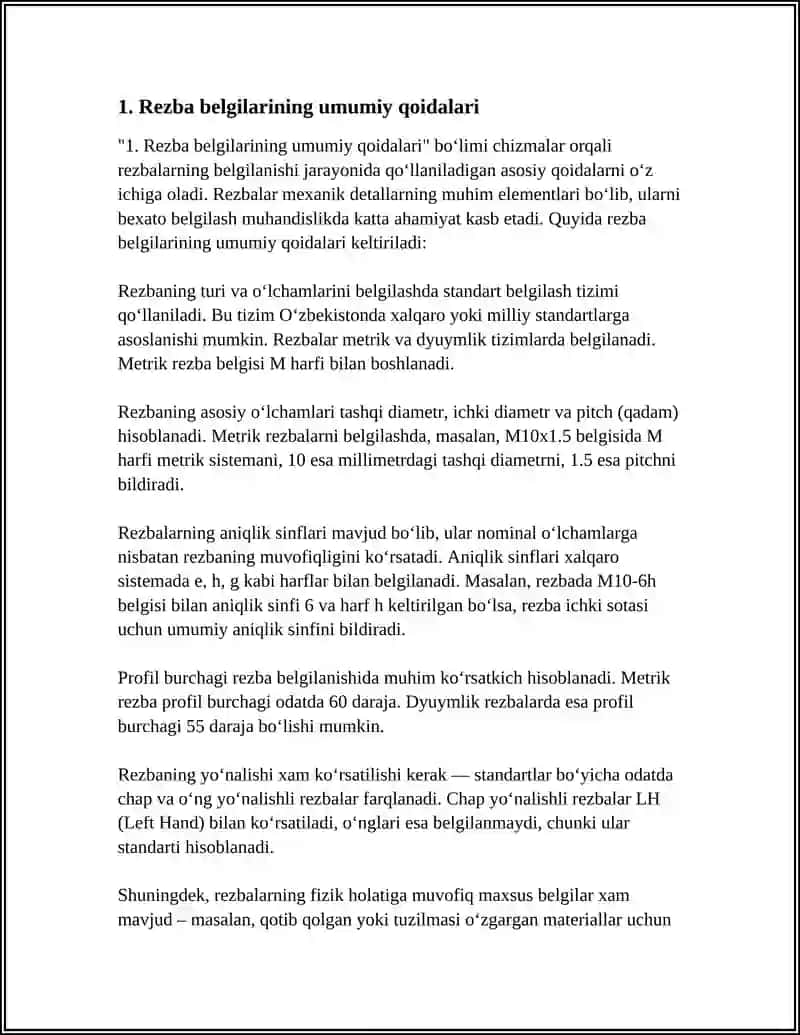 REZBALARNI CHIZMALARDA BELGILANISHI 3