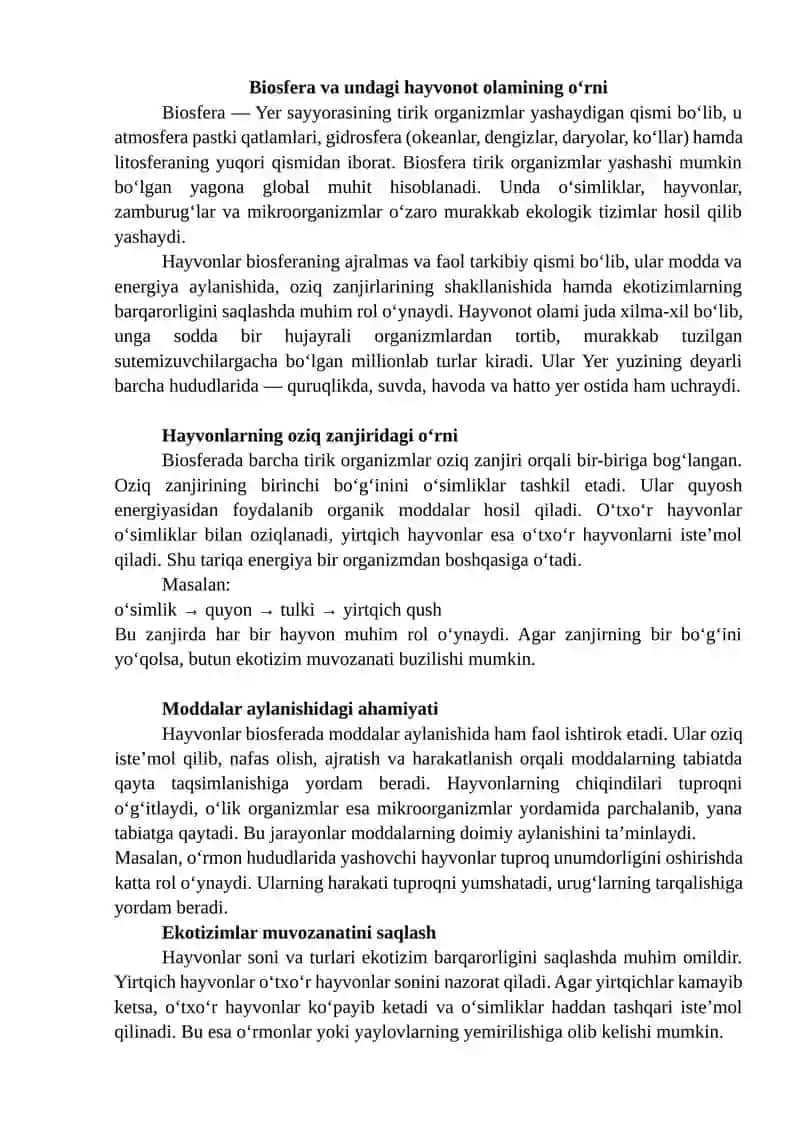 Hayvonlarning biosferada tarqalishi va uning muhit sharoitlari 3