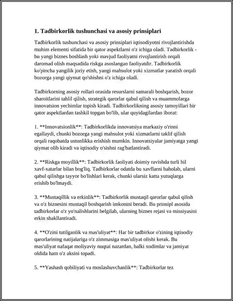 TADBIRKORLIK ASOSLARI:G'OYADAN AMALIYOTGACHA 3