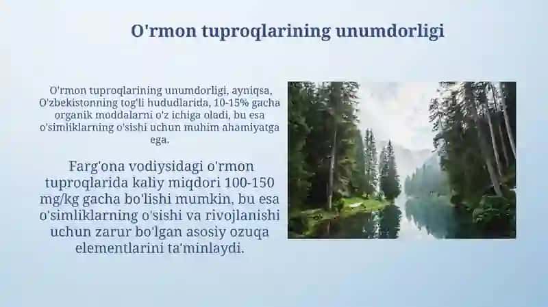 O'rmon Tuproqlarining Xossalari 3