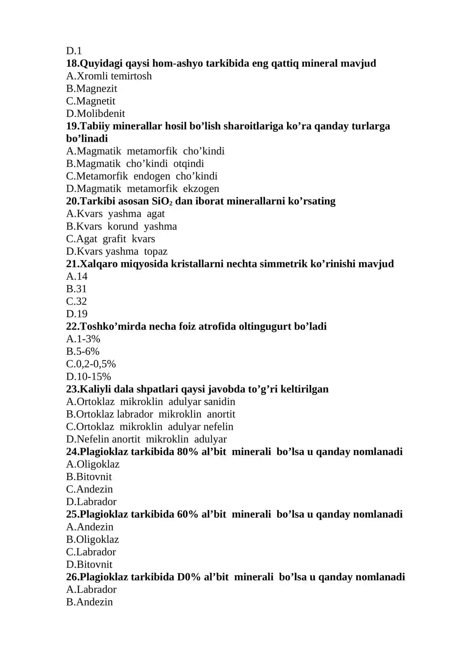 mineralogiya 100 ta test 3
