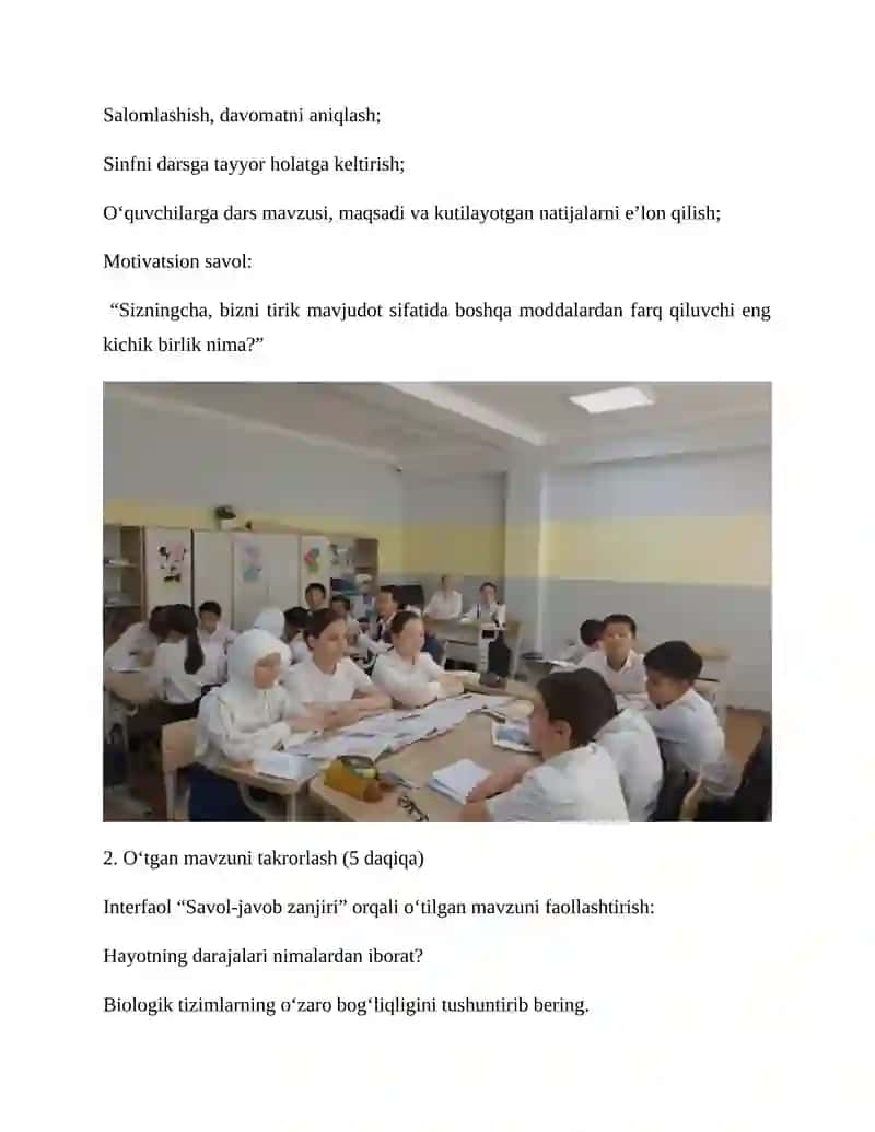 BIOLOGIYANI O`QITISH METODIKASI 3