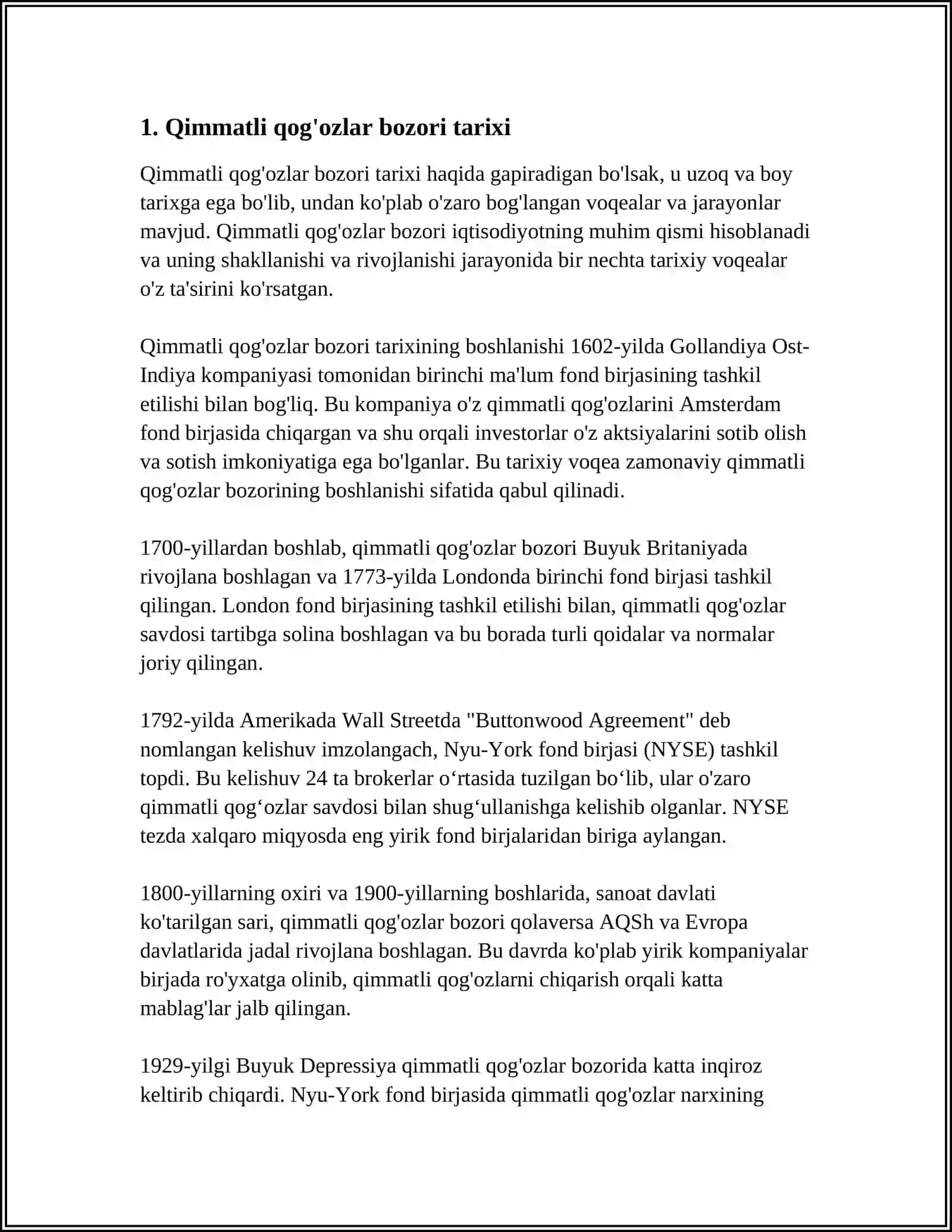 Qimmatli Qog'ozlar Bozori 3