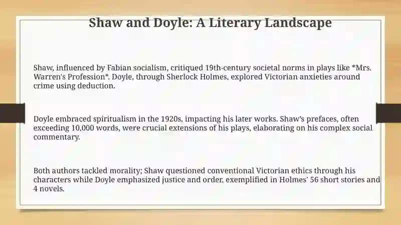 The literary works of Bernard Shaw and Arthur Conan Doyle 3