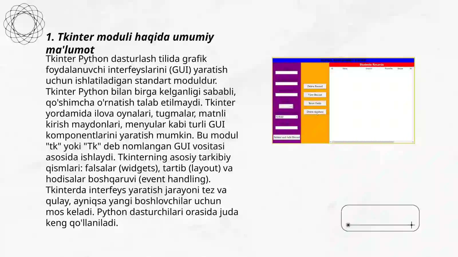Tkinter moduli haqida umumiy ma'lumot 3